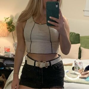 Princess Polly White and Black Trim Crop Top